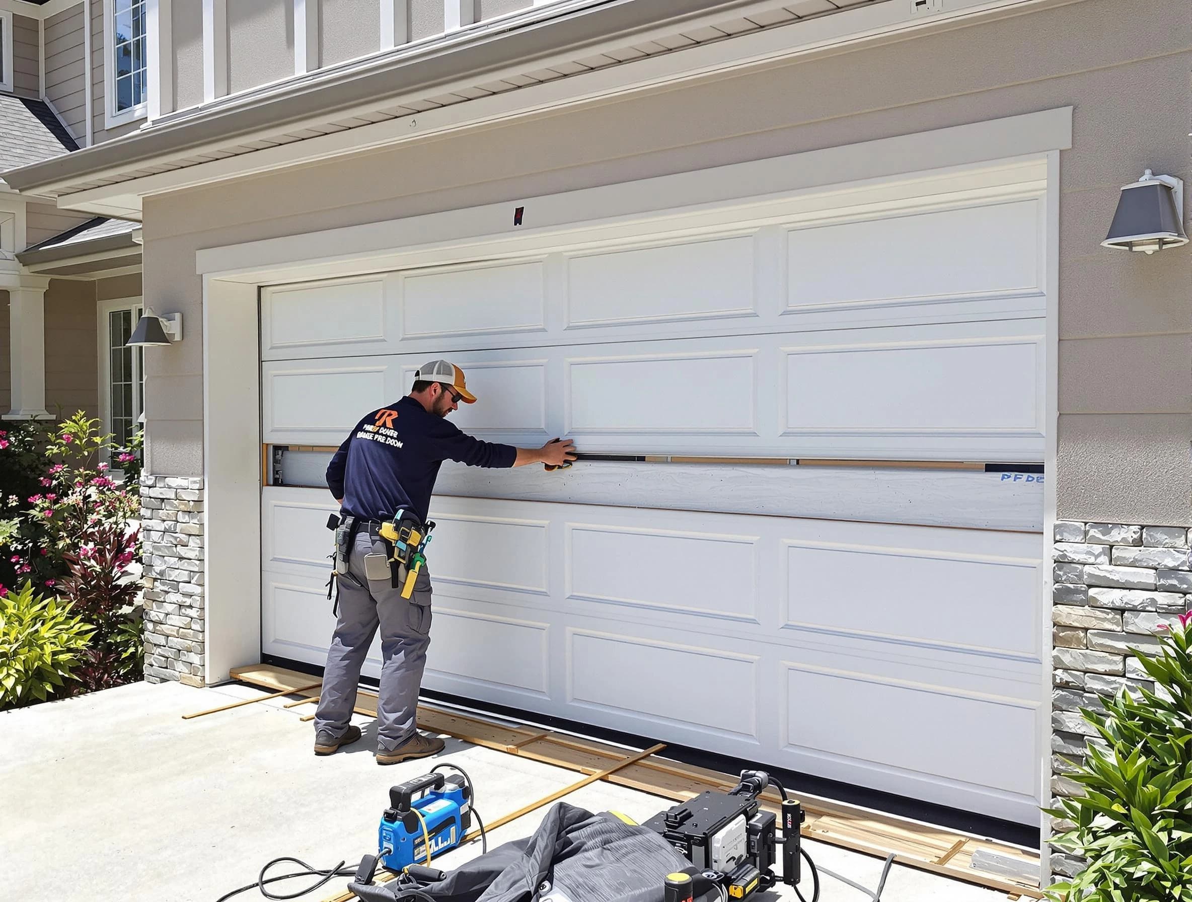 Mesa Garage Door Repair team performing complete garage door replacement at Mesa residence