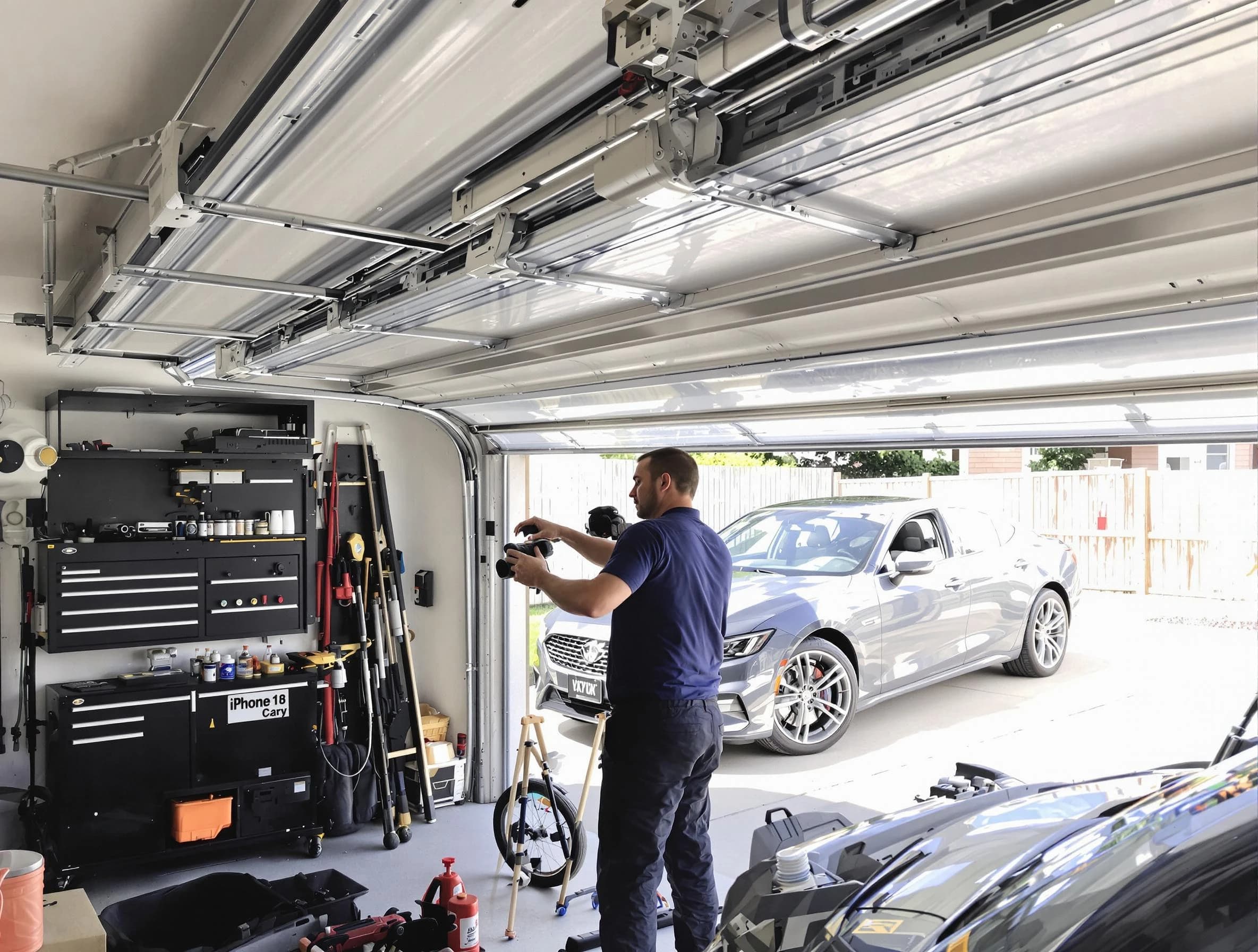 Mesa Garage Door Repair technician fixing noisy garage door in Mesa