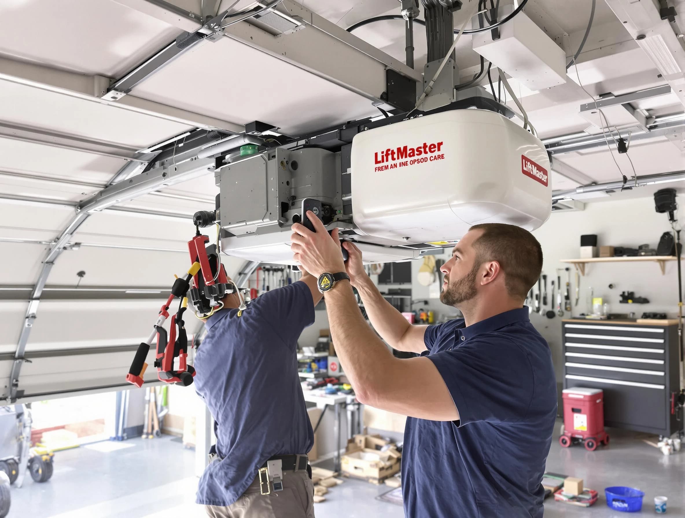 Mesa Garage Door Repair technician performing advanced diagnostics on garage opener in Mesa