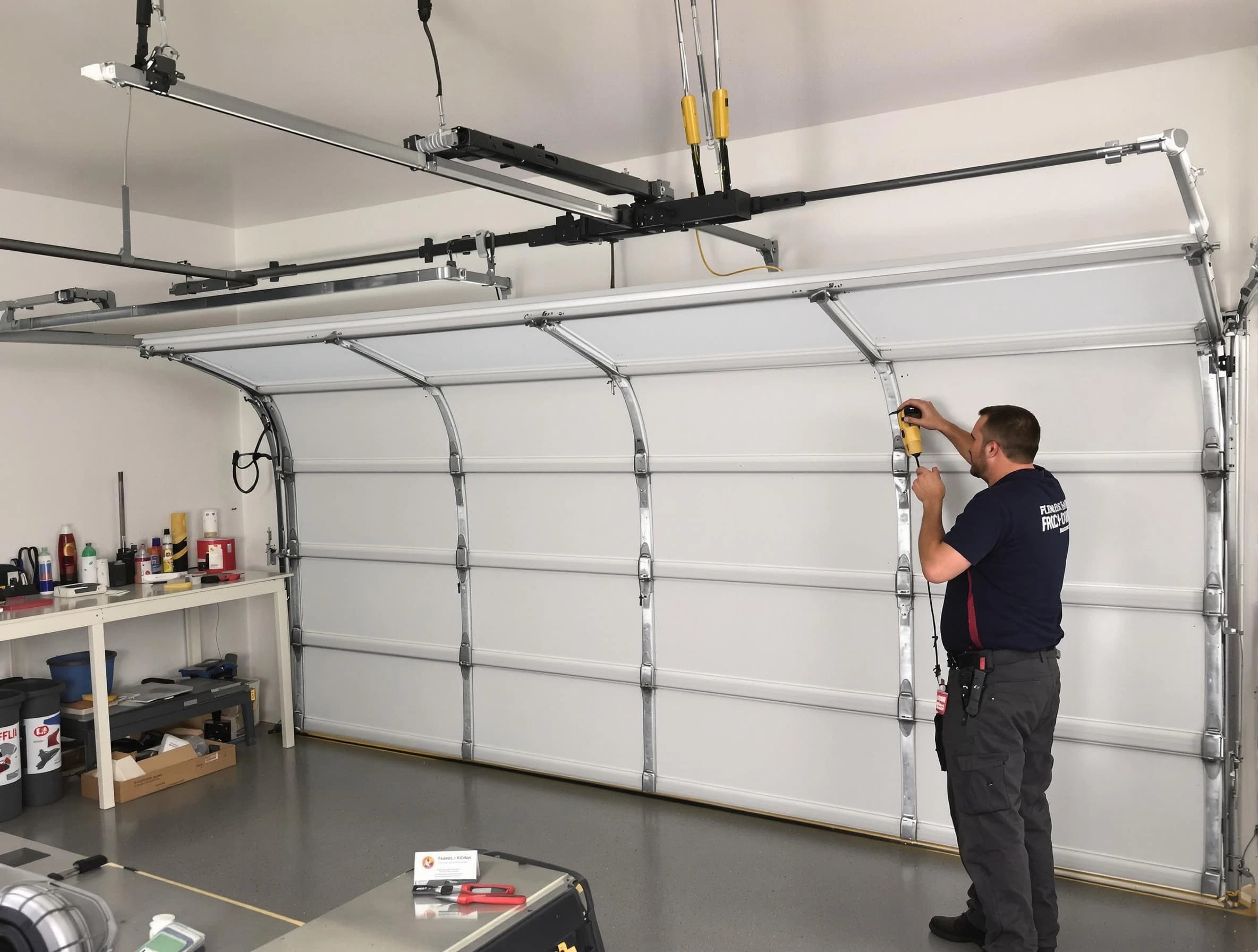 Mesa Garage Door Repair certified technician performing overhead door system repair in Mesa