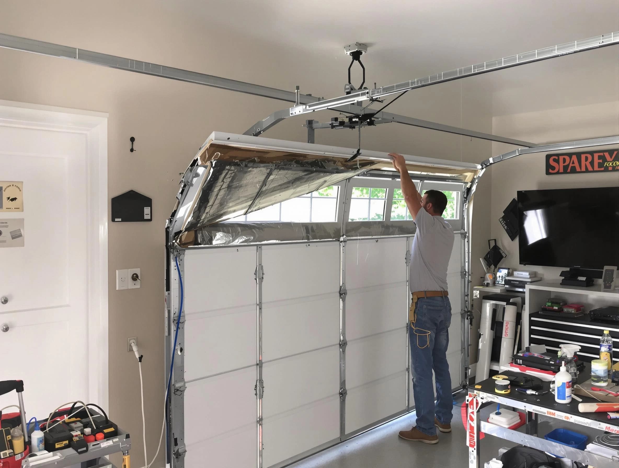 Garage door section replacement by Mesa Garage Door Repair in Mesa