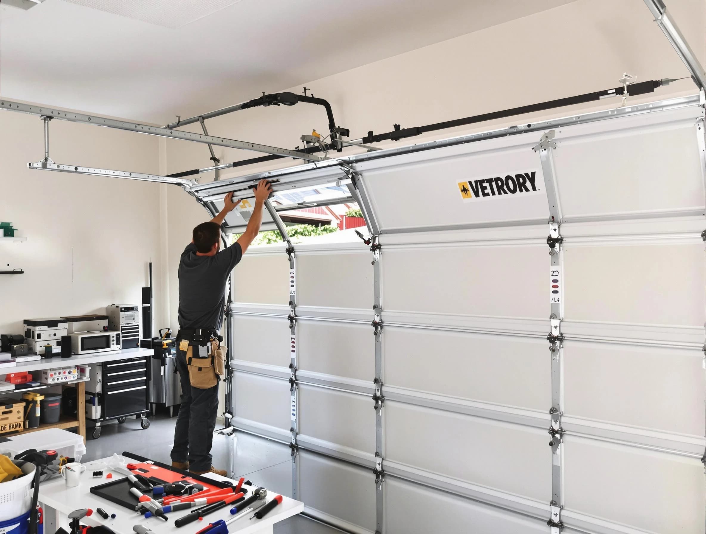 Mesa Garage Door Repair technician performing section replacement in Mesa